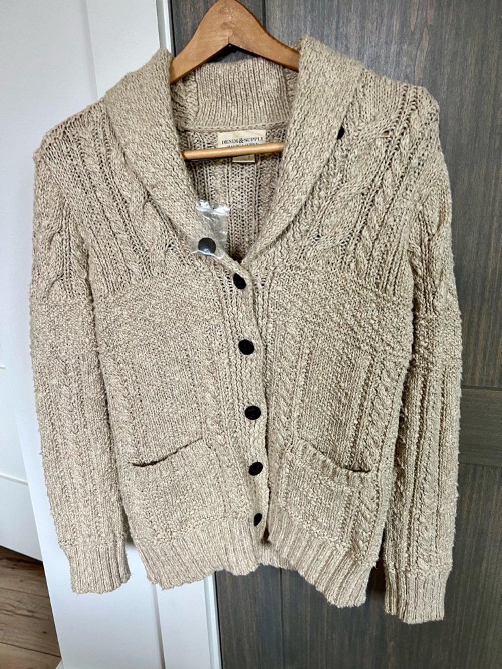 New! Denim & Supply Ralph Lauren Cream Cable-Knit Cardigan